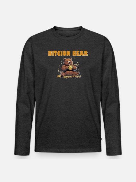 Bitcoin Bär  - Männer Premium Bio Langarmshirt - Anthrazit meliert