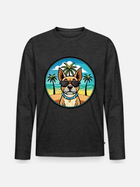 Braque Du Bourbonnais Hunderasse Cartoon Sonnenbrille - Männer Premium Bio Langarmshirt - Anthrazit meliert
