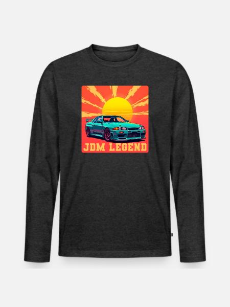 JDM Legend Sunrise - Men's Premium Organic Long Sleeve Shirt - heather anthracite