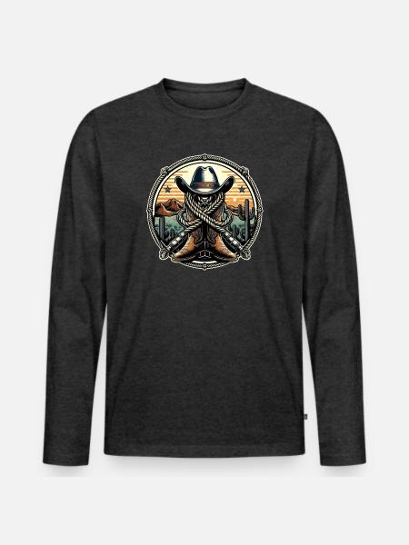 Western Logo 1 - Men's Premium Organic Long Sleeve Shirt - heather anthracite