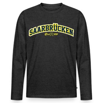 Saarbrücken - Männer Premium Bio Langarmshirt - Anthrazit meliert - Vorne - Nico (187cm)