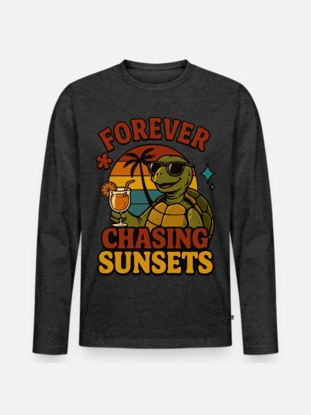 Forever chasing sunsets - Männer Premium Bio Langarmshirt - Anthrazit meliert