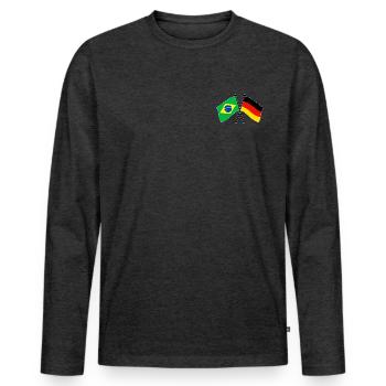 Brazil Germany Flag Crossed - Männer Premium Bio Langarmshirt - Anthrazit meliert - Vorne - Nico (187cm)
