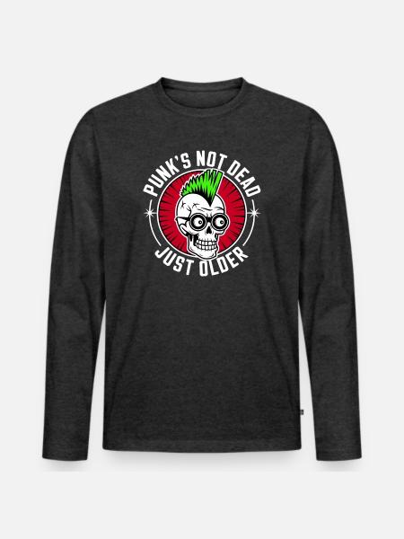 Punk's not dead just older - Männer Premium Bio Langarmshirt - Anthrazit meliert