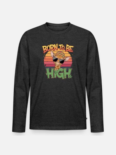 Born to be High - Männer Premium Bio Langarmshirt - Anthrazit meliert