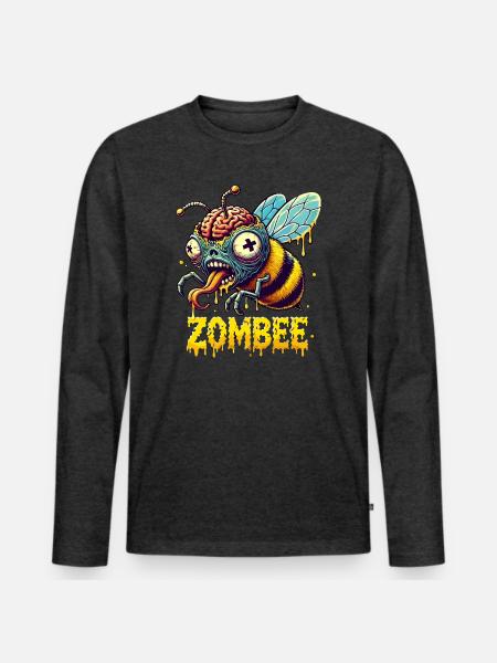 Zombee - Männer Premium Bio Langarmshirt - Anthrazit meliert