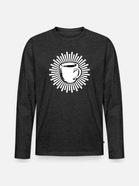 Kaffee - Männer Premium Bio Langarmshirt - Anthrazit meliert