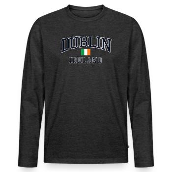 Dublin, Irland Grüne Flagge Weiß-Orange - Männer Premium Bio Langarmshirt - Anthrazit meliert - Vorne - Nico (187cm)