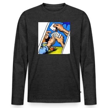 Kartenspiel Comic - Männer Premium Bio Langarmshirt - Anthrazit meliert - Vorne - Nico (187cm)