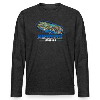 Running Hamburg Laufschuh Stadtkarte - dunkel - Männer Premium Bio Langarmshirt - Anthrazit meliert - Vorne - Nico (187cm)