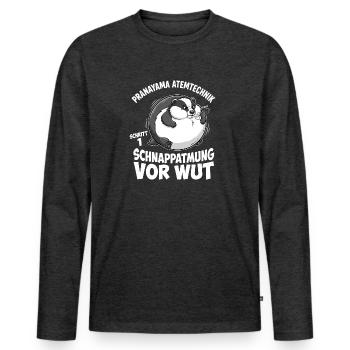 Yoga Dachs Atemübung - Männer Premium Bio Langarmshirt - Anthrazit meliert - Vorne - Nico (187cm)