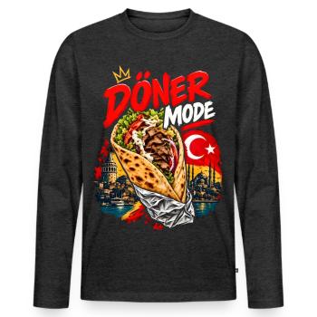 Döner Mode Türkischer Kebab Streetfood Kultur - Männer Premium Bio Langarmshirt - Anthrazit meliert - Vorne - Nico (187cm)