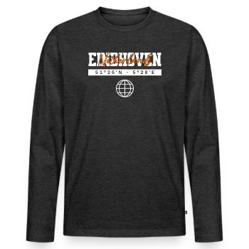 Eindhoven Niederlande Koordinaten Reise Souvenir - Männer Premium Bio Langarmshirt - Anthrazit meliert - Vorne - Nico (187cm)
