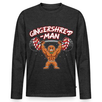 Gingershred Man - Lustiger Weihnachts Gym Humor - Männer Premium Bio Langarmshirt - Anthrazit meliert - Vorne - Nico (187cm)