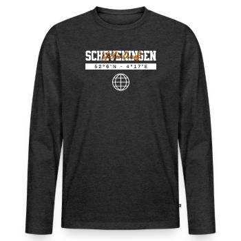Scheveningen Niederlande Koordinaten Reise - Männer Premium Bio Langarmshirt - Anthrazit meliert - Vorne - Nico (187cm)