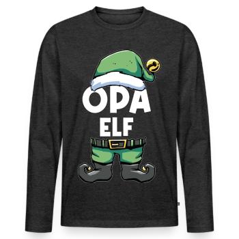Opa Elf Weihnachtself Elfe Weihnachtsoutfit Set - Männer Premium Bio Langarmshirt - Anthrazit meliert - Vorne - Nico (187cm)