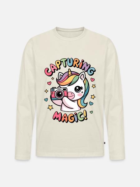 Capturing Magic! - Men's Premium Organic Long Sleeve Shirt - off white