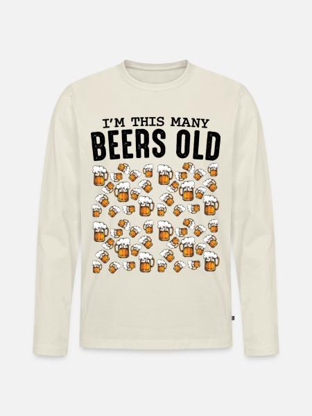 Beer Mug Pattern Collection Birthday 50 - Men's Premium Organic Long Sleeve Shirt - off white