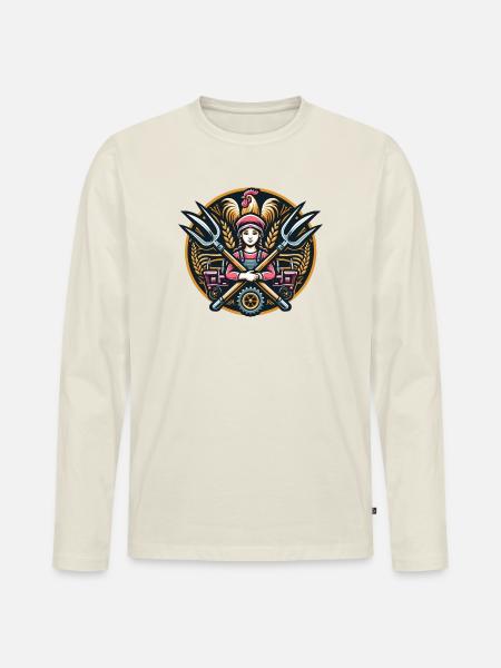 Fille du village logo - T-shirt manches longues Premium bio Homme - blanc cassé