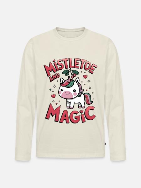 Mistletoe And Magic - Men's Premium Organic Long Sleeve Shirt - off white