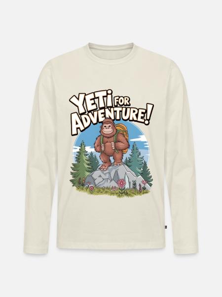 Yeti For Adventure - Men's Premium Organic Long Sleeve Shirt - off white