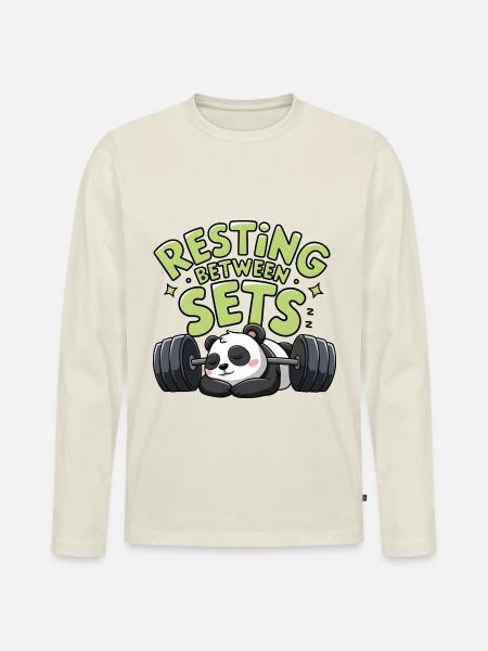 Resting Between Sets - Men's Premium Organic Long Sleeve Shirt - off white