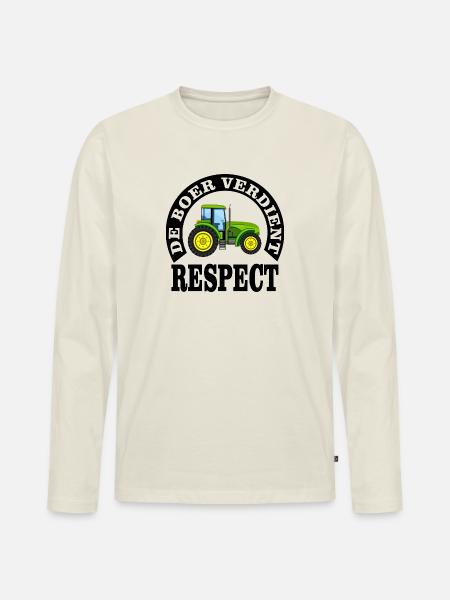 Farmers deserve respect - Men's Premium Organic Long Sleeve Shirt - off white