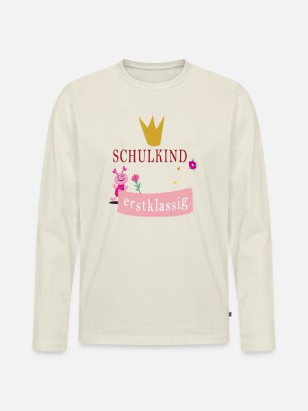 Schulkind erstklassig - Männer Premium Bio Langarmshirt - Naturweiß
