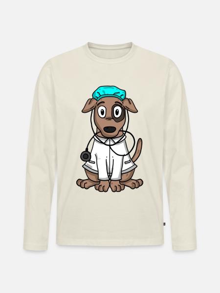 Dog Doctor - Men's Premium Organic Long Sleeve Shirt - off white