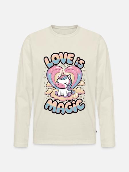 Love Is Magic - Men's Premium Organic Long Sleeve Shirt - off white