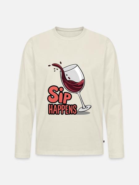Sip Happens - T-shirt manches longues Premium bio Homme - blanc cassé