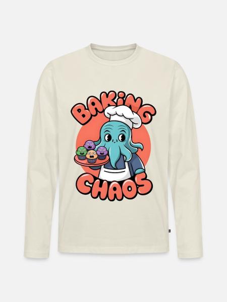 Baking Chaos - Men's Premium Organic Long Sleeve Shirt - off white