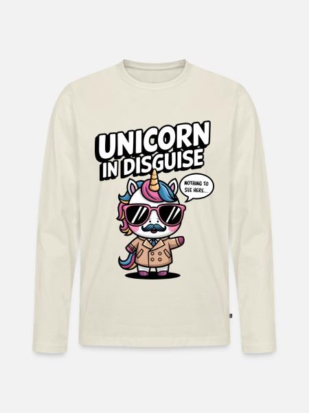 Unverkleidetes Einhorn - Männer Premium Bio Langarmshirt - Naturweiß