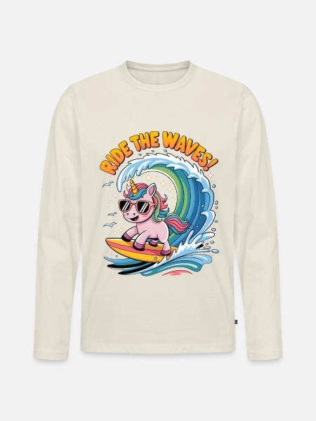 Ride The Waves! - Men's Premium Organic Long Sleeve Shirt - off white