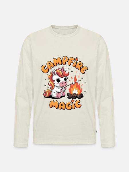 Campfire Magic - Men's Premium Organic Long Sleeve Shirt - off white