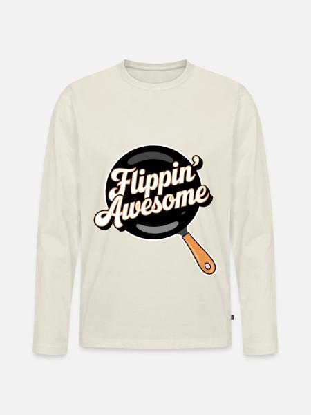 Flippin Awesome - Men's Premium Organic Long Sleeve Shirt - off white