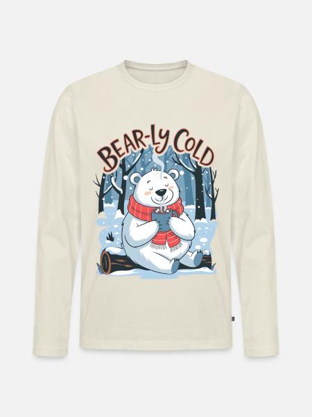 Bear-ly Cold - Men's Premium Organic Long Sleeve Shirt - off white