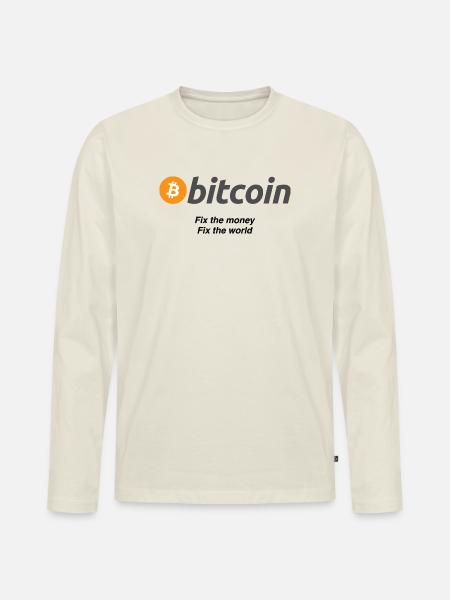 Fixthemoney - Männer Premium Bio Langarmshirt - Naturweiß