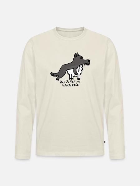 Schof im Wolfspelz - Männer Premium Bio Langarmshirt - Naturweiß