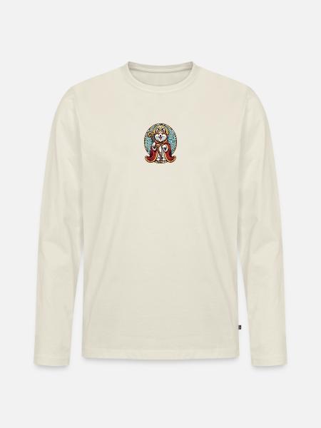 Heilige Pfote - Männer Premium Bio Langarmshirt - Naturweiß