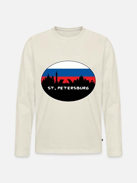 St. Petersburg Russland Flagge Skyline Silhouette Trave - Männer Premium Bio Langarmshirt - Naturweiß