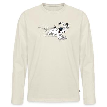 Asterix - Idefix hat es eilig - Männer Premium Bio Langarmshirt - Naturweiß - Vorne - Nico (187cm)