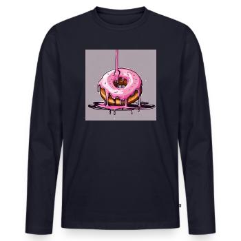Donut 1 - Männer Premium Bio Langarmshirt - Navy - Vorne - Nico (187cm)