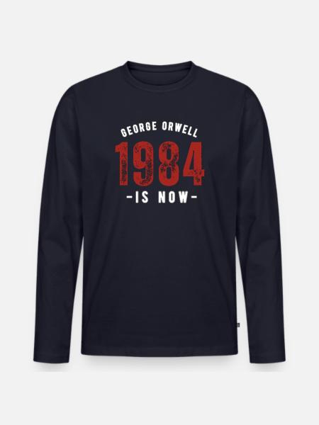 GEORGE ORWELL 1984 - Men's Premium Organic Long Sleeve Shirt - navy