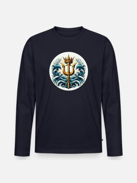Trident Symbol - Men's Premium Organic Long Sleeve Shirt - navy