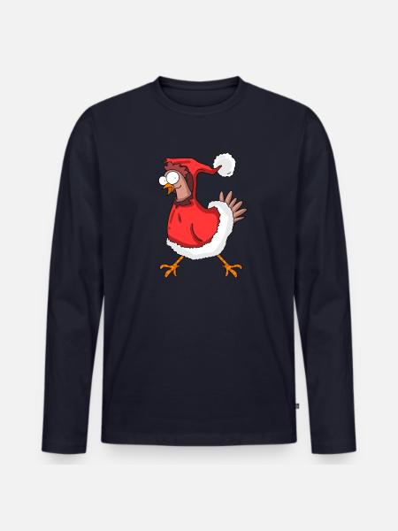 Poulet de Noël - T-shirt manches longues Premium bio Homme - bleu marine