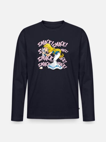 Asterix & Obelix - Falbala mit Idefix - Männer Premium Bio Langarmshirt - Navy