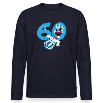 Asterix & Obelix 60. Geburtstag Design - Männer Premium Bio Langarmshirt - Navy - Vorne - Nico (187cm)