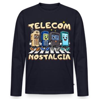 Telekommunikations-Nostalgie-Abteistraße - Männer Premium Bio Langarmshirt - Navy - Vorne - Nico (187cm)