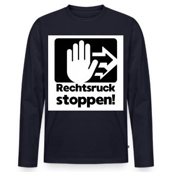 Rechtsruck stoppen Handzeichen - Männer Premium Bio Langarmshirt - Navy - Vorne - Nico (187cm)